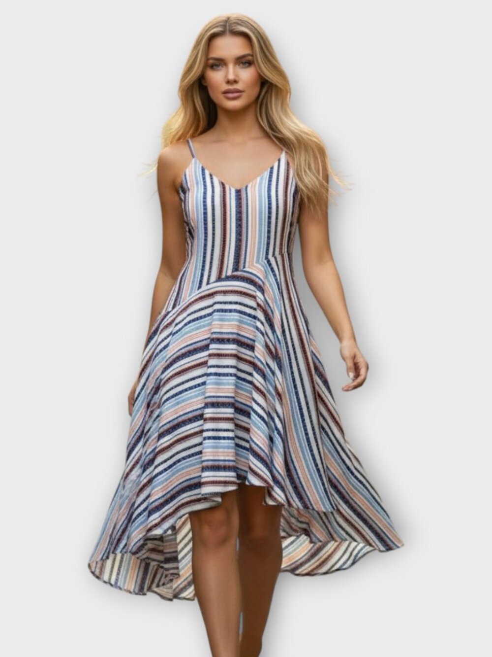 re:named Nordstrom Striped Sundress Women’s Small Asymmetrical Hem Lined